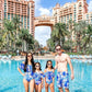 Iffei Family Matching Swimsuits One Piece Off Shoulder Bathing Suits Floral Printed Ruffles Mommy And Me Swimwear Men: M