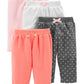 Simple Joys By Carter'S Baby Girls' 4-Pack Fleece Pants, Charcoal Dots/Orange/Pink/White, 6-9 Months