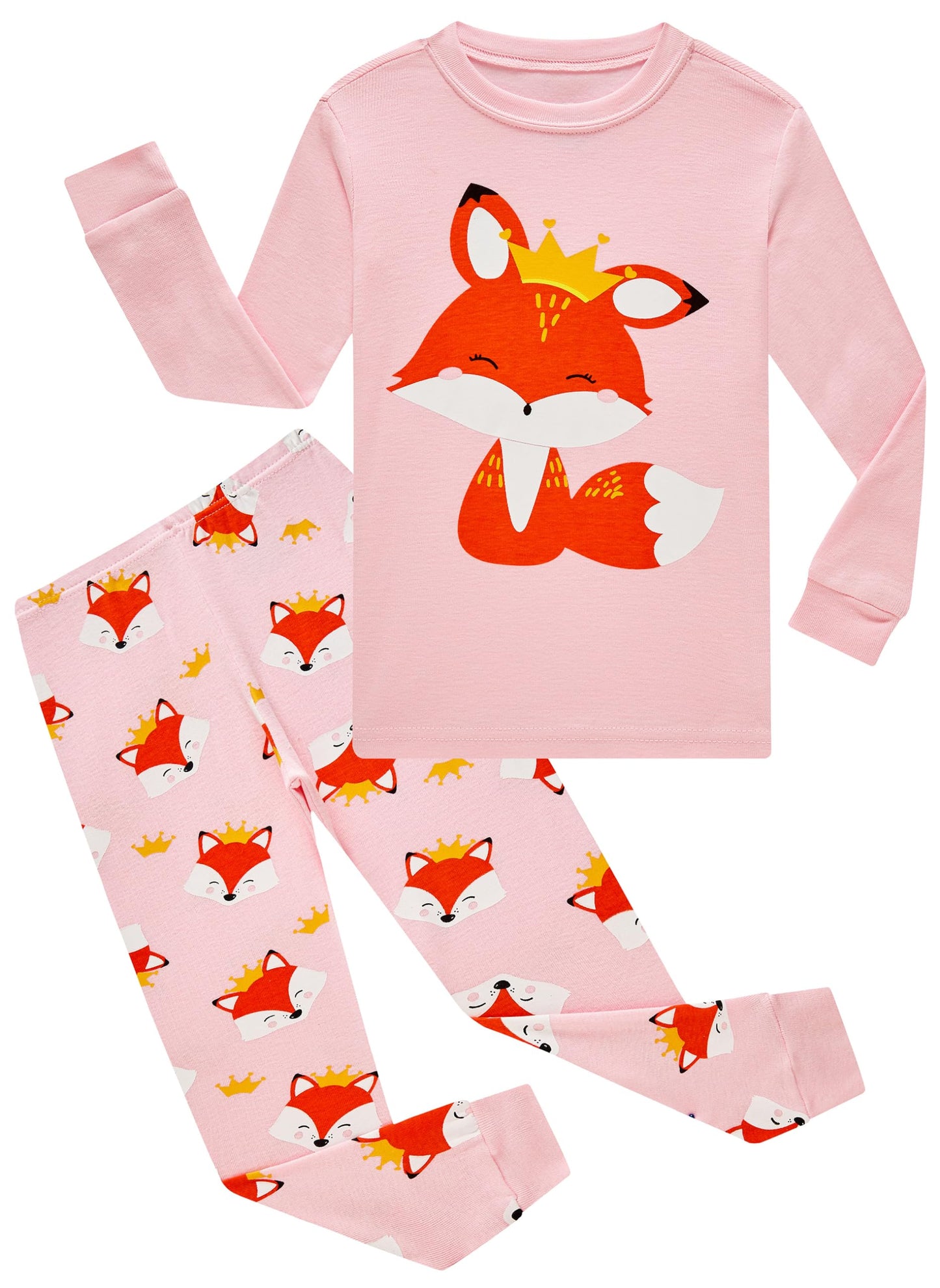 Kikizye Baby Girls Pajama Kids Long Sleeve Pjs Cotton Fox Jammies Toddler Pjs Sets Size 18-24 Mothes