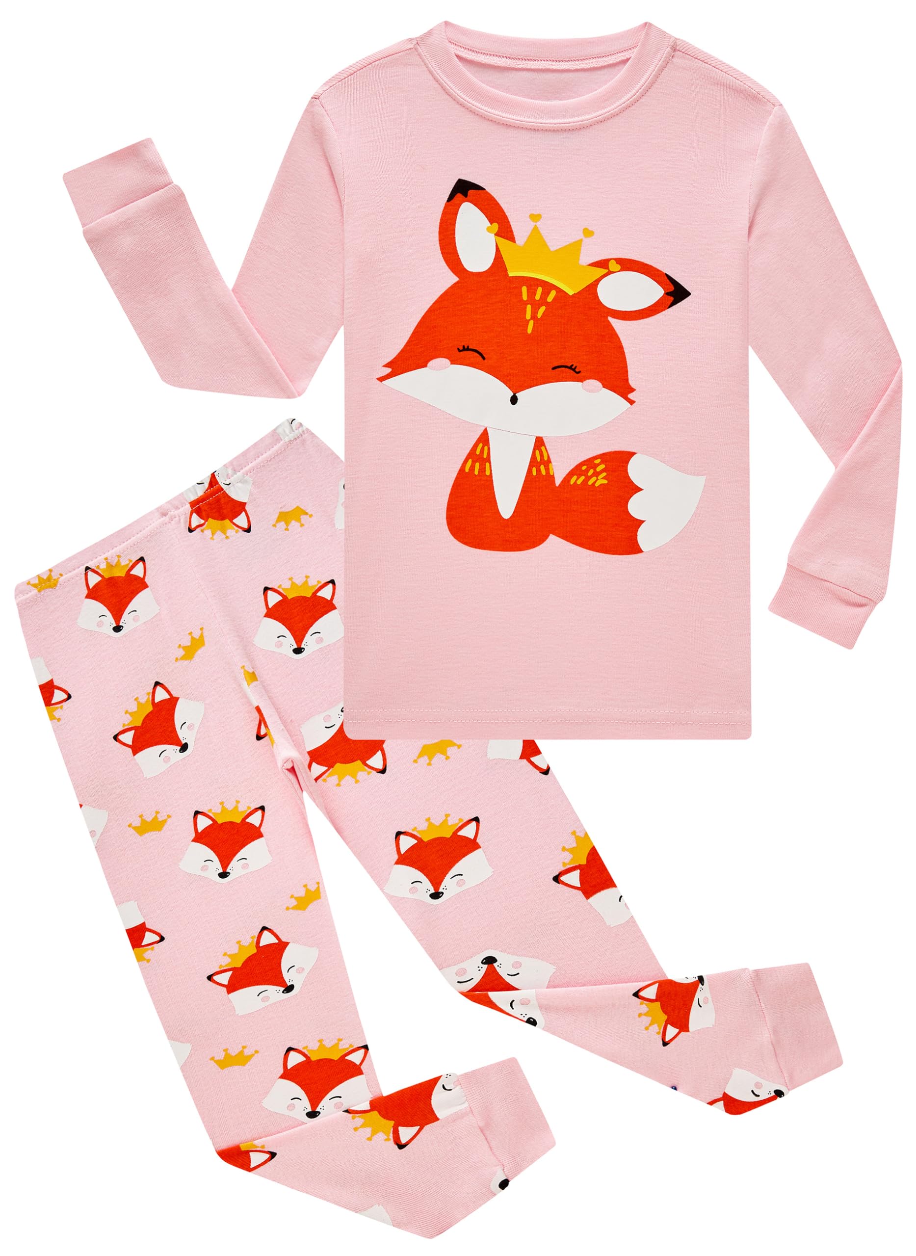 Kikizye Baby Girls Pajama Kids Long Sleeve Pjs Cotton Fox Jammies Toddler Pjs Sets Size 18-24 Mothes