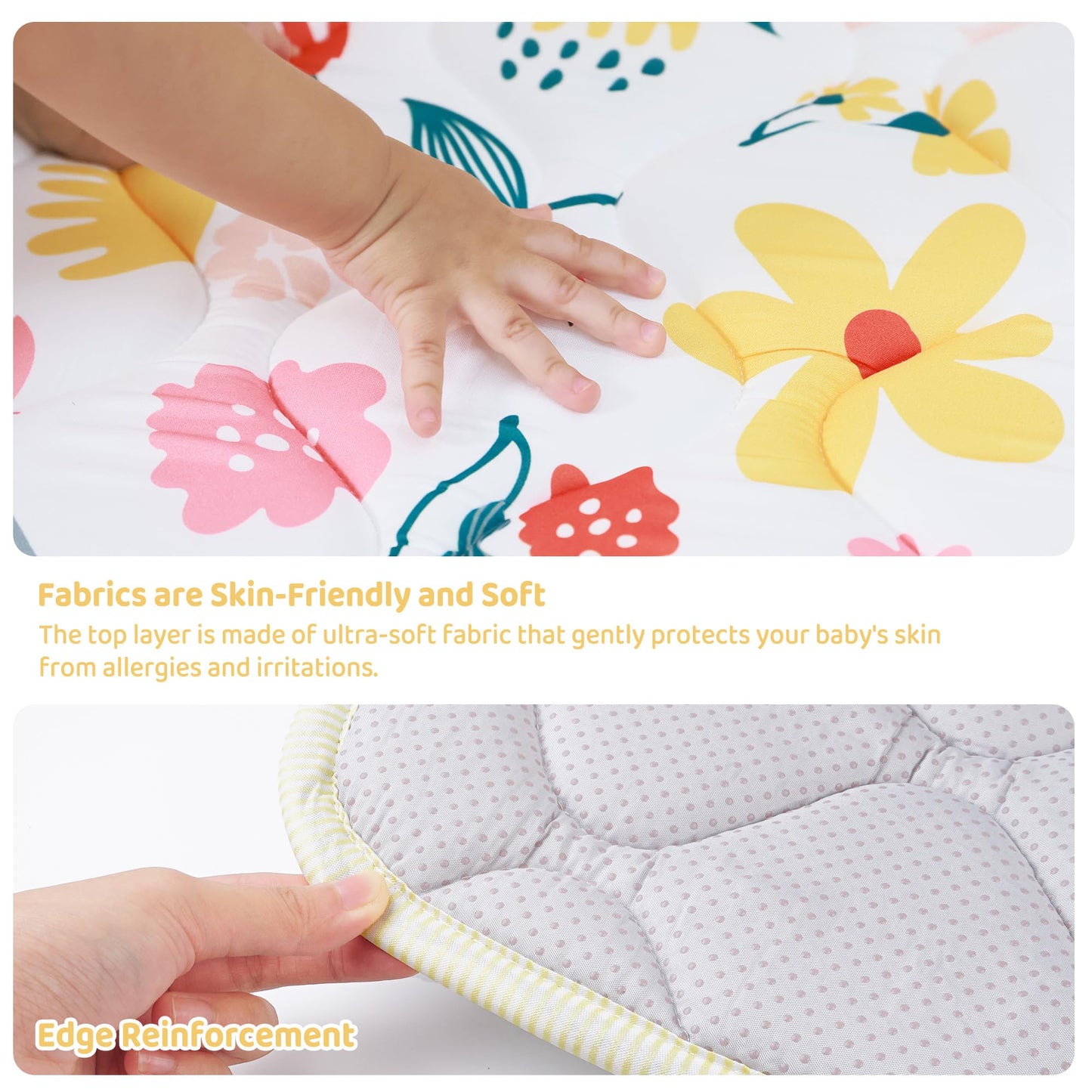 Lasoftan Baby Play Mat, Extra Thicker & Large Baby Mat For Floor, Soft Non-Slip Cushioned Play Mats For Babies, Toddlers, Foldab