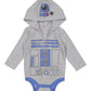 Star Wars Darth Vader R2-D2 Chewbacca Newborn Baby Boys 3 Pack Bodysuits White/Brown/Black 3-6 Months