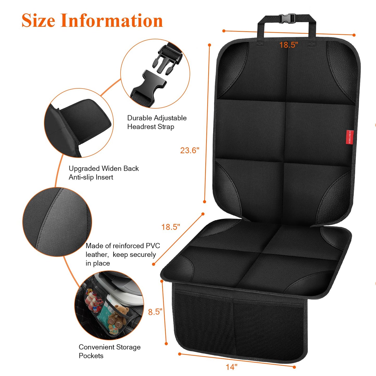 Car Seat Protector, Carseat Seat Protectors With Thick Padding And Upgraded Non-Slip Backing, Waterproof Seat Protector Under Ba
