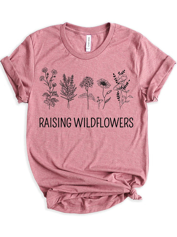 Teeny Fox Raising Wildflowers Little Sunflower Mother Daughter Matching Outfits Mom And Me Cute Family Shirts