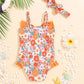 Mioglrie Baby Girl Swimsuit Infant 6-12 Month Bathing Suits Newborn Girls Summer Beach Swimwear Orange Floral Toddler One Piece