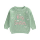 Amnnchya Toddler Infant Baby Girl Knit Sweater Big Sister Little Sister Matching Outfits Long Sleeve Pullover Sweatshirt (Green