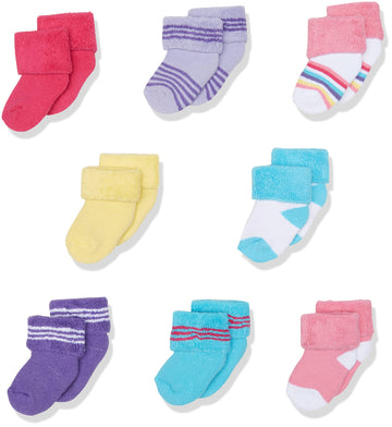 Luvable Friends Unisex Baby Newborn And Baby Terry Socks, Pink Purple, 6-12 Months