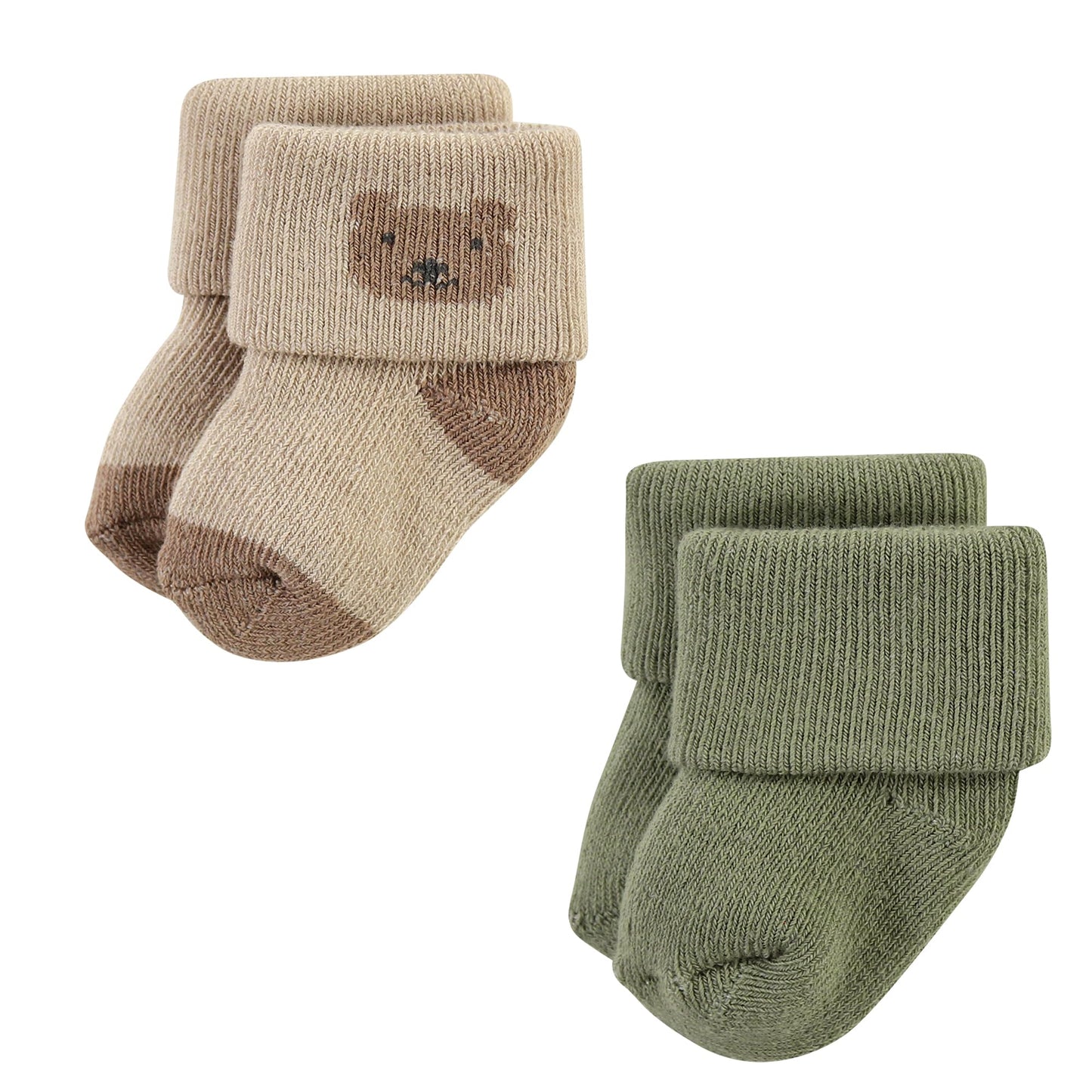 Hudson Baby Unisex Baby Cotton Rich Newborn And Terry Socks, Harvest Bear, 0-6 Months