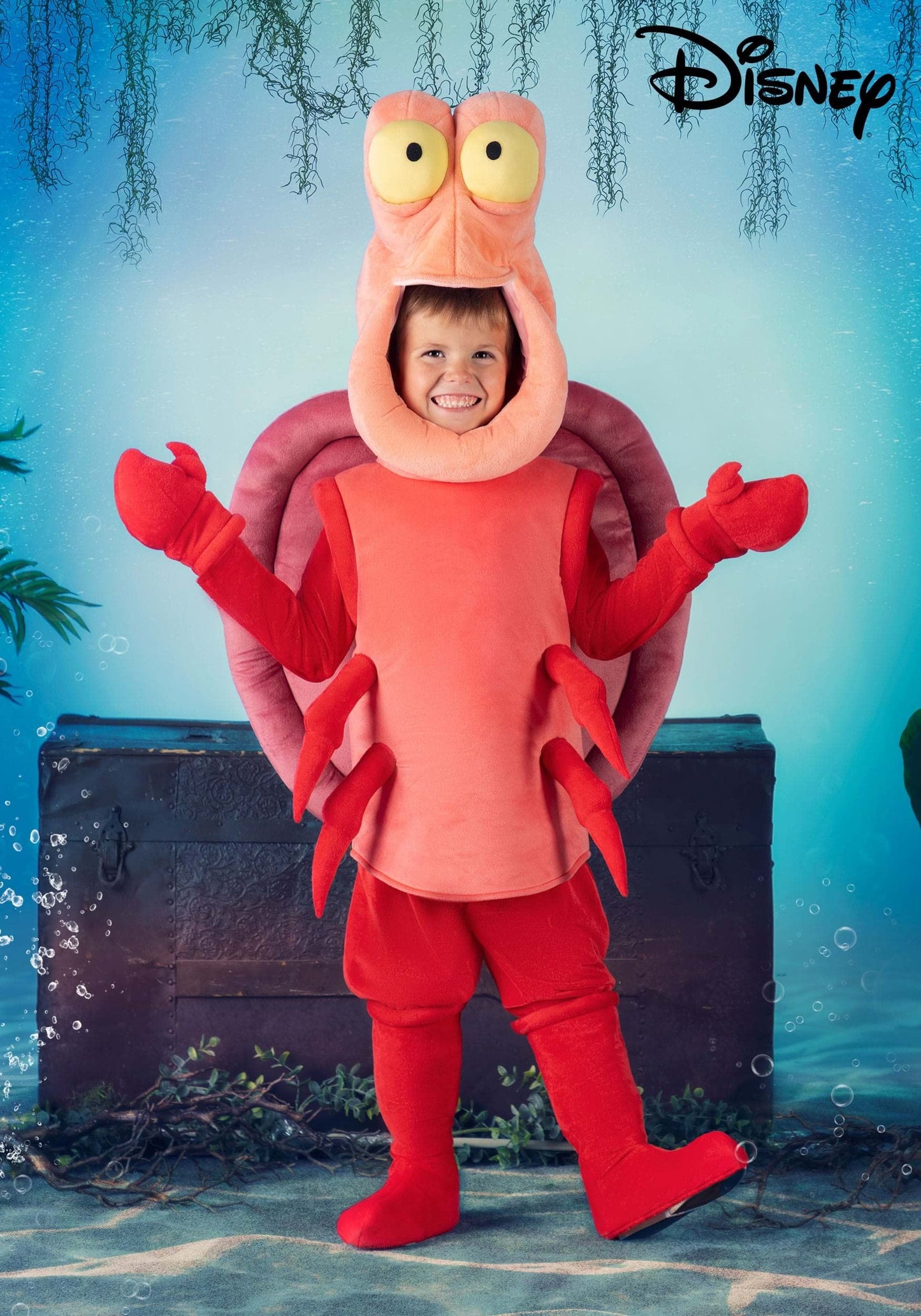 Fun Costumes Disney'S The Little Mermaid Sebastian, Boy'S Plush Red Crab Jumpsuit With Foam Formed Tunic And Hat 4T