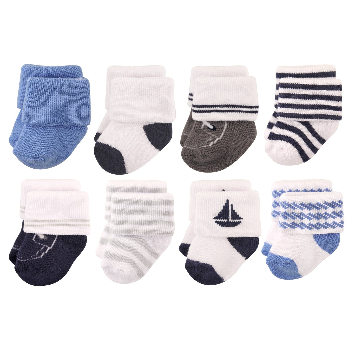 Hudson Baby Baby Boys Cotton Rich Newborn And Terry Casual Socks, Nautical, 0-6 Months Us
