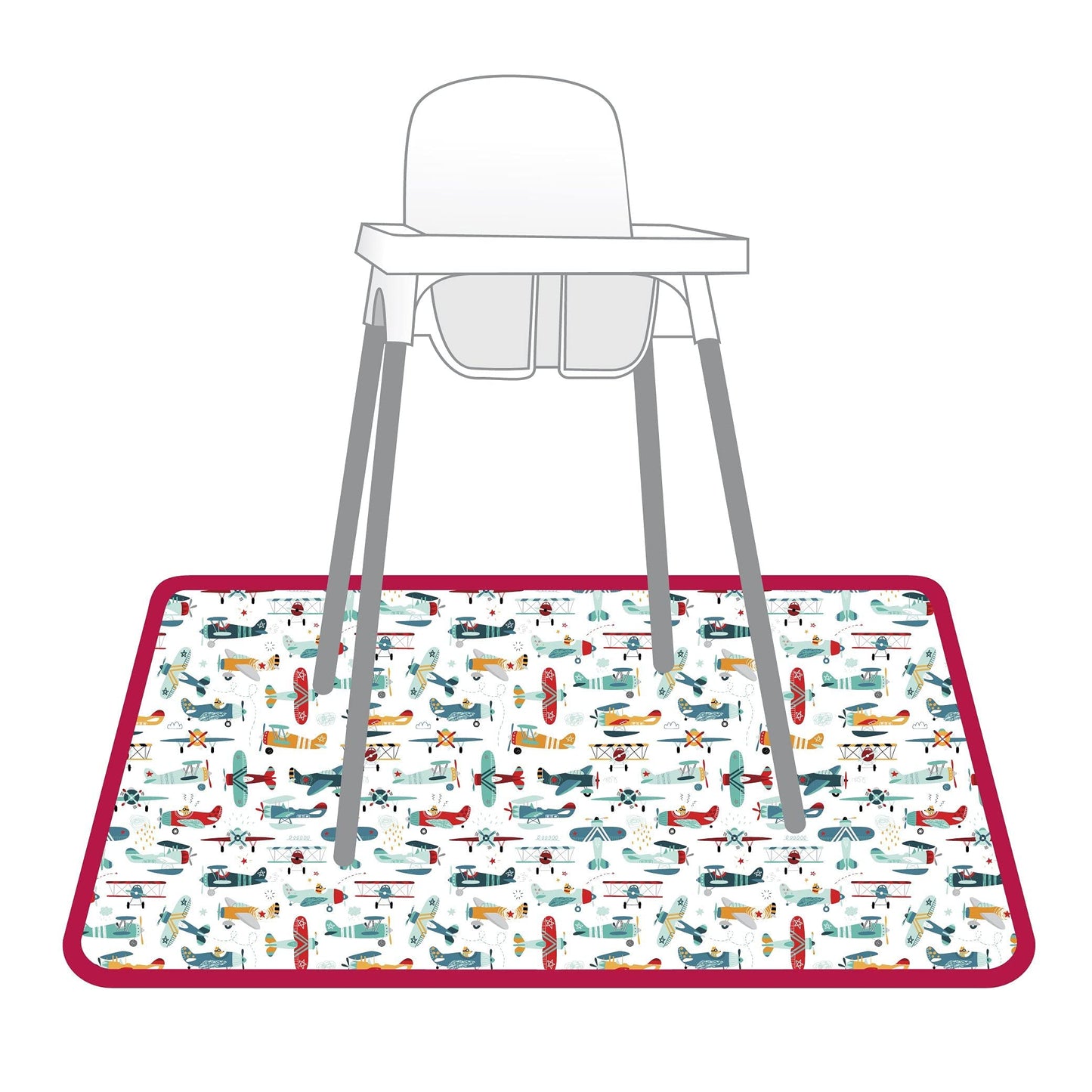 Bapronbaby Retro Airplanes Splash Mat - Waterproof Catch-All For Under High Chairs, Floors, Tables, Playtime Or Arts & Crafts -
