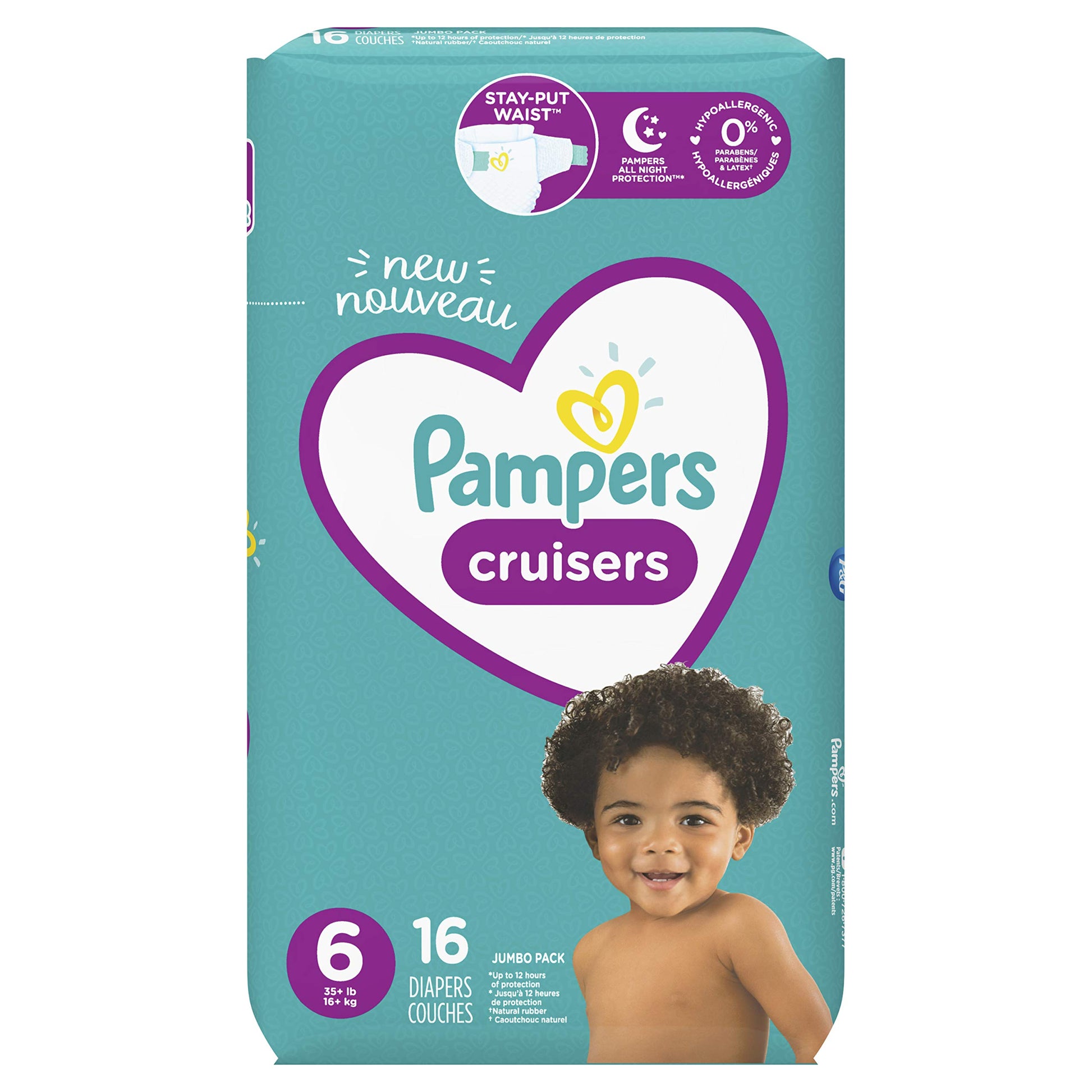 PAMPERS CRUISERS STAGE 6 DISPOSABLE DIAPERS XXL BOY OR GIRL ADHESIVE TABS 16 CT - 0037000751931