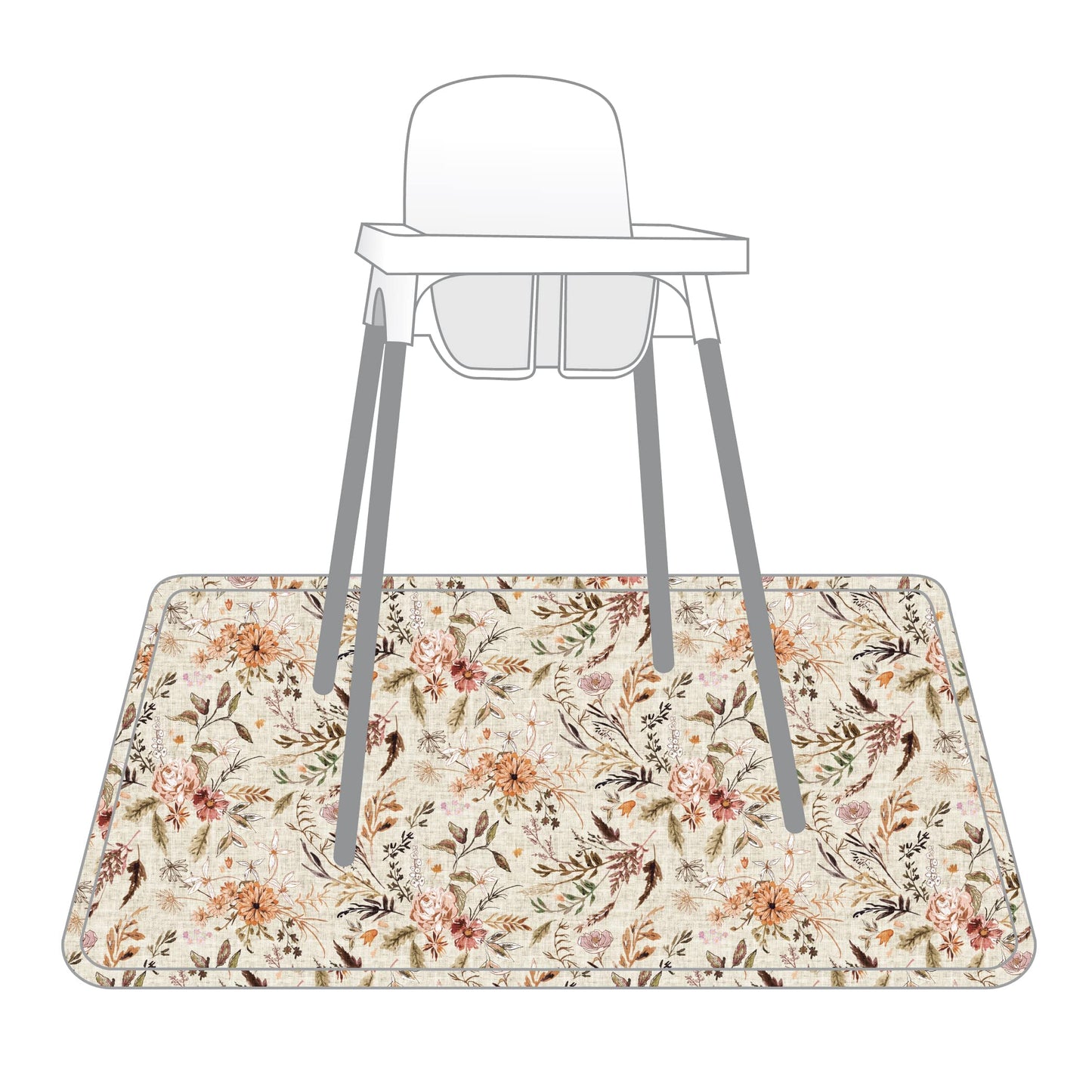 Bapronbaby Delilah Floral Splash Mat - Waterproof Catch-All For Under High Chairs, Floors, Tables, Playtime Or Arts & Crafts - M