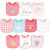 Hudson Baby Unisex Baby Cotton Bibs, Girl Farm Animals, One Size