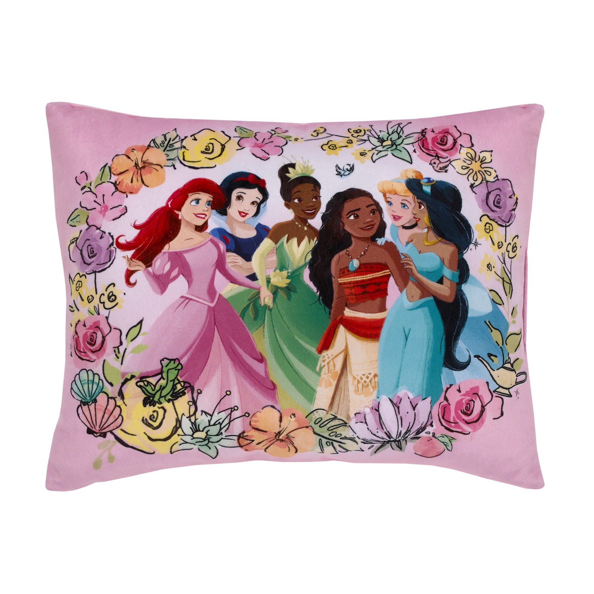 Disney Princesses Courage and Kindness Pink, Blue, Green and Yellow Ariel and Snow White, Tiana and Moana, Cinderella, and Jasmi