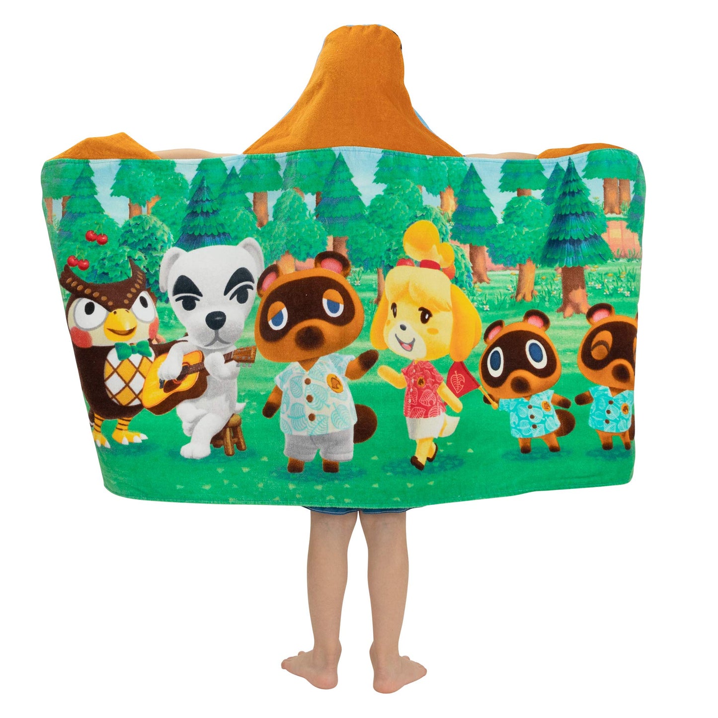 Franco Kids Bath And Beach Cotton Terry Hooded Towel Wrap, 24 In X 50 In, Animal Crossing