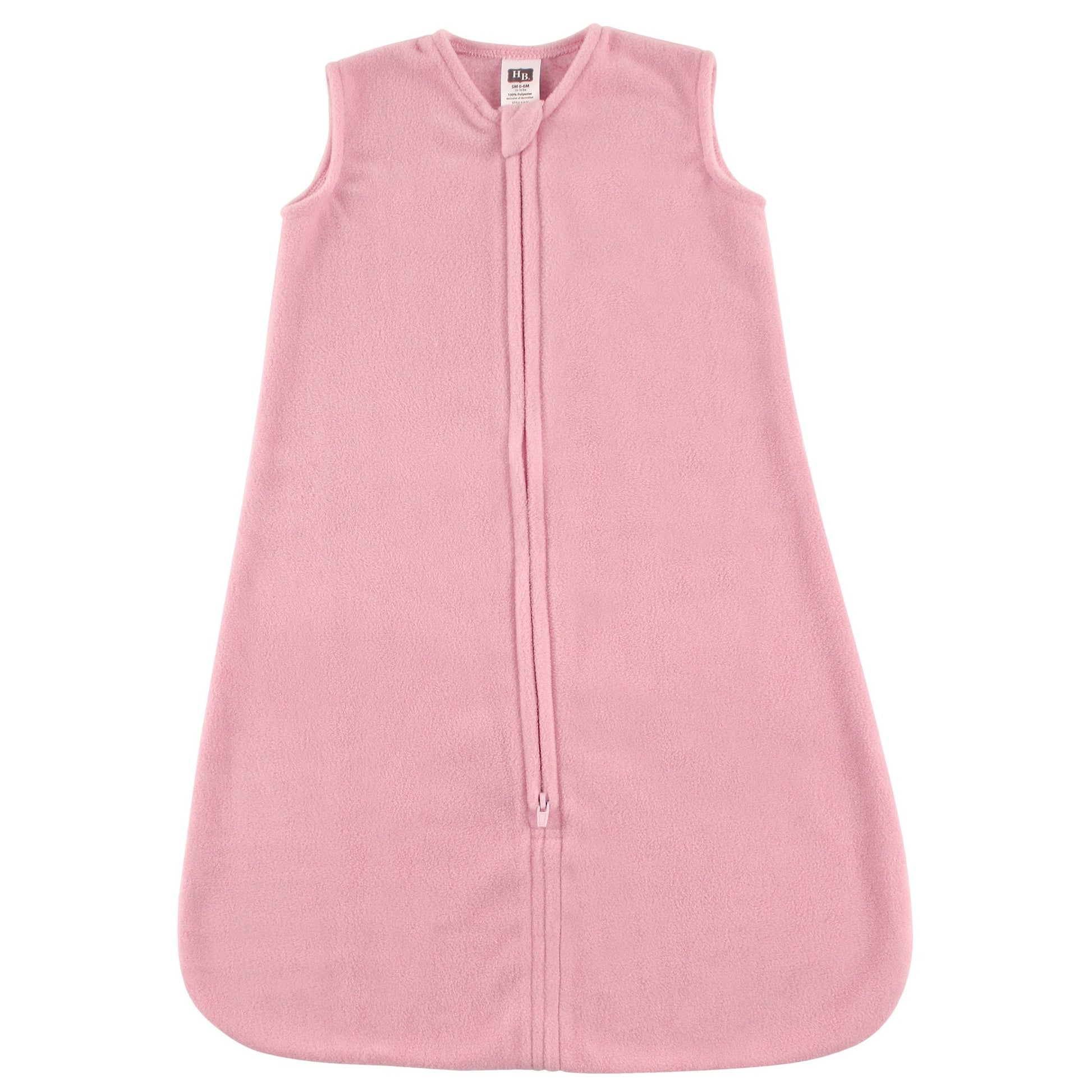 Hudson Baby Unisex Baby Plush Sleeping Bag, Sack, Blanket, Solid Light Pink Fleece, 6-12 Months