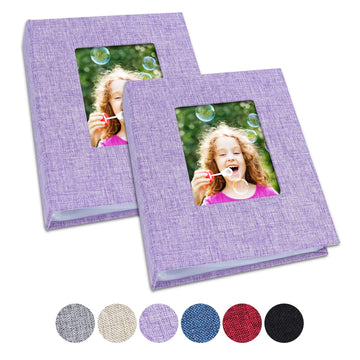 Vienrose Small Photo Album 4X6 Photos, 2 Pack Linen Cover Mini Photo Book, 26-Page Holds 52 Pictures, Artwork Or Postcards Stora
