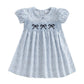 Toddler Baby Girl Dress Summer Short Sleeve Doll Collar Bow Embroidery Floral Smocked Princess Dresses Clothes (H Bow Embroidery