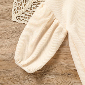 Toddler Baby Girl Sweater Round Neck Loose Long Sleeve Candy Color Knitted Pullover Tops Autumn Winter Sweatshirt (Cream, 3-4T)