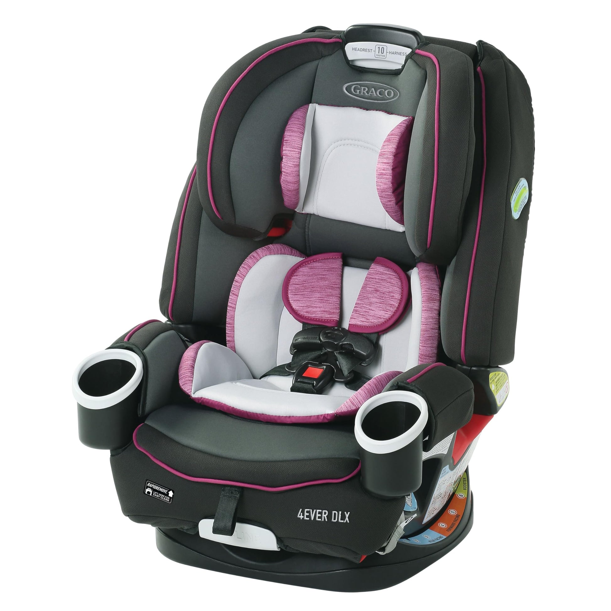 Graco 4Ever DLX 4-in-1 Car Seat, Pink | Infant to Toddler Car Seat, with 10 Years of Use | Rear-facing, Forward-facing and Boost