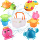 iPlay, iLearn Baby Bath Toys w/ Organizer, Water Squirting Octopus, Wind Up Swimming Turtle, Bathtub & Shower, Stacking Cups, Gi