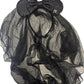 Clgift Minnie Ears Headband With Veil For Wedding, Honeymoon, And Bachelorette Party (Black & Red)