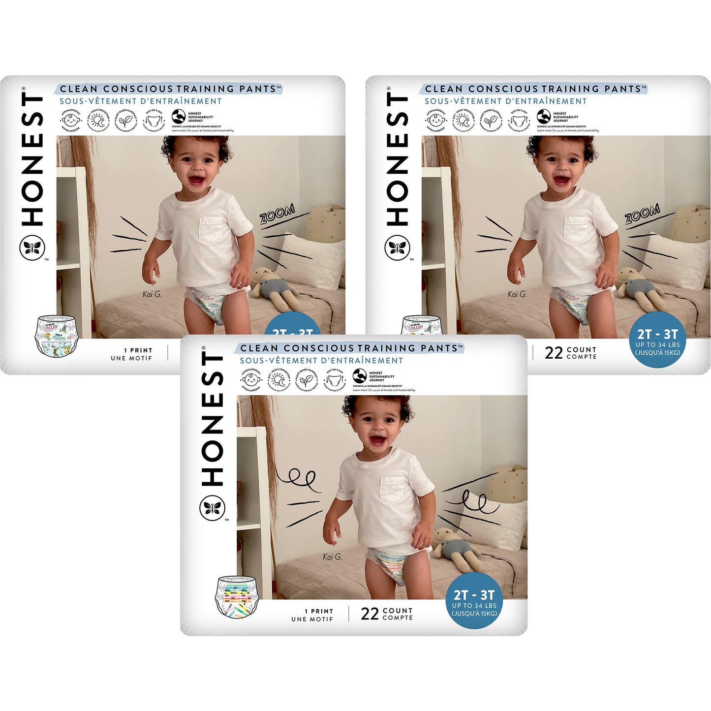 The Honest Company Clean Conscious Training Pants | Plant-Based, Sustainable Diapers | Let'S Color + See Me Rollin' | Size 2T/3T