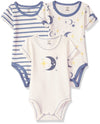 Touched By Nature Unisex Baby Organic Cotton Bodysuits, Moon, 3-6 Months