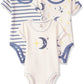 Touched By Nature Unisex Baby Organic Cotton Bodysuits, Moon, 9-12 Months