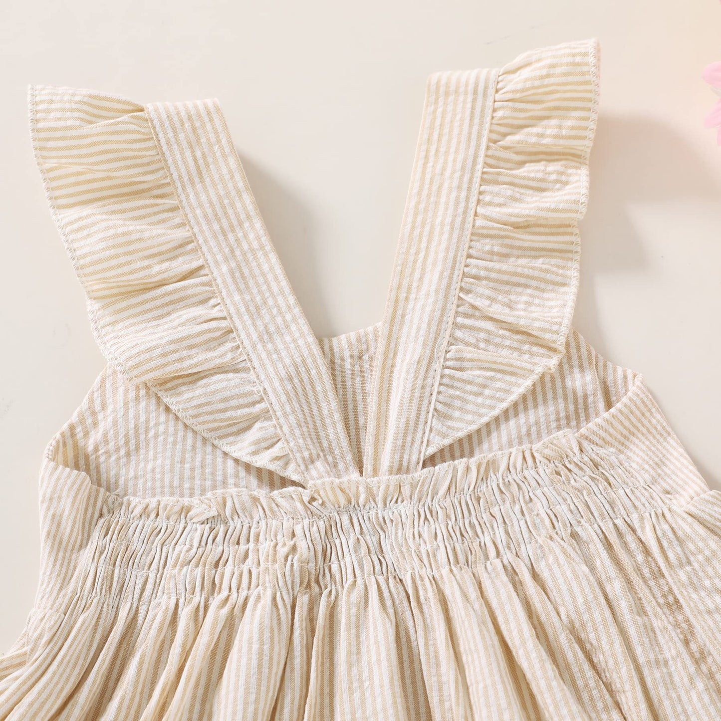 Younger Tree Toddler Baby Girl Dress Summer Outfits Stripe Flutter Sleeve Smocked Dress Kids Causal Boho Dresses Clothes (3-4T,