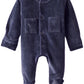 L'Ovedbaby Unisex-Baby Newborn Organic Cotton Velour Footed Overall, Navy, New Born