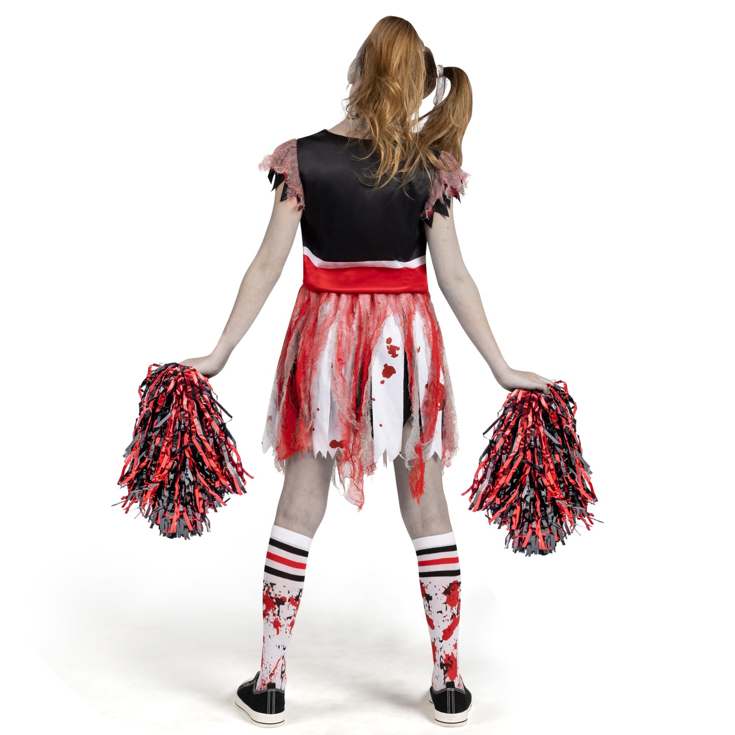 Spooktacular Creations Zombie Halloween Cheerleader Costume, Girls Scary Cheerless Costume, Kids Dead Cheerleading Outfit For Ha