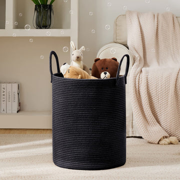 Youdenova Woven Rope Laundry Hamper Basket, 58L Tall Laundry Basket, Baby Nursery Hamper For Blanket Storage In Bedroom-Large- B
