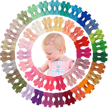 Cllot Hair Clip 90Pcs, Baby Girls Fully Lined Baby Bows Hair Pins Tiny 2' Hair Bows Alligator Clips For Infants Toddlers In Pair