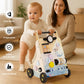 PairPear Wooden Baby Walker, Baby Push Walker Activity Center Toys,Montessori Walker Toy with Shape Sorter, Adjustable Speed Act