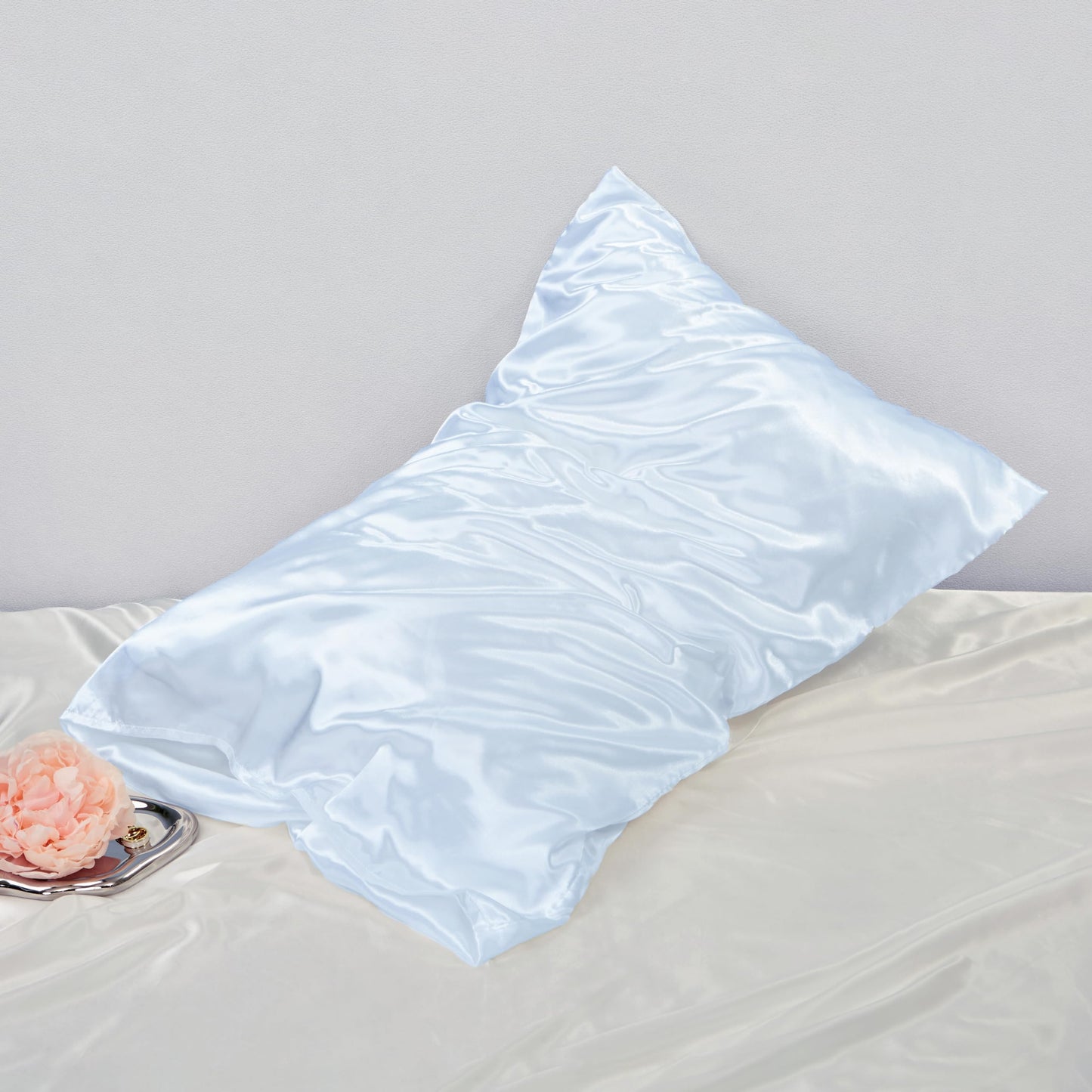 Toddler Pillow Cover Satin 2 Pack Travel Pillow Case Cover Breathable Silky Soft Small Pillow Cases Baby Blue 14X20 Pillowcase E