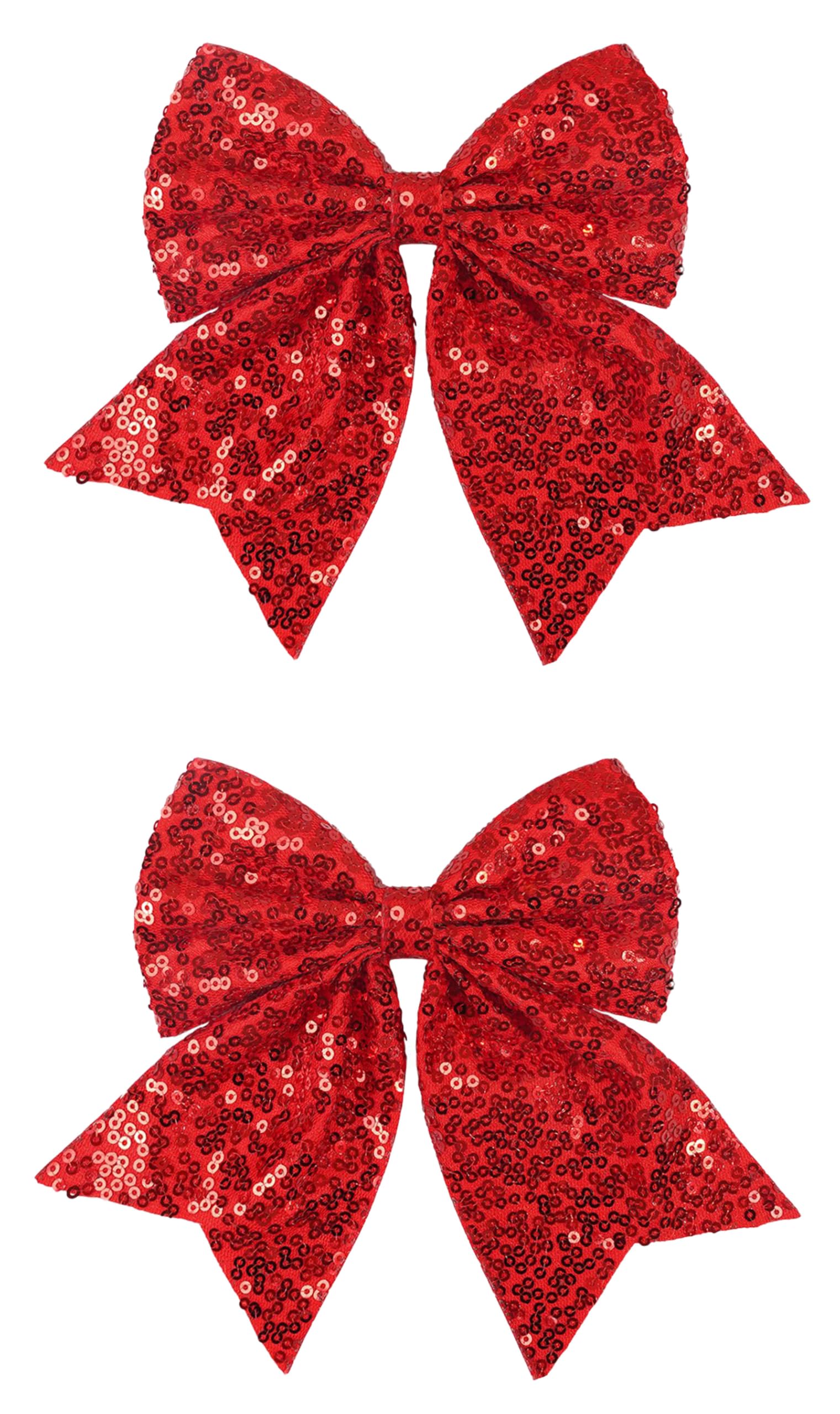 ZOONAI Glitter Hair Clips, Sequins Hair Bows Alligator Clips Hair Accessories Infant Toddler Girls Hairpin Headwear - Set of 2 (
