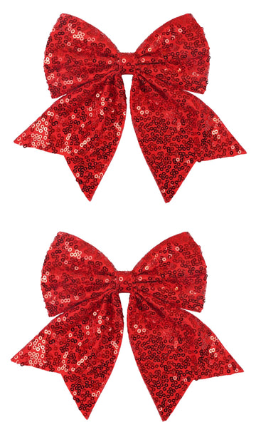 ZOONAI Glitter Hair Clips, Sequins Hair Bows Alligator Clips Hair Accessories Infant Toddler Girls Hairpin Headwear - Set of 2 (