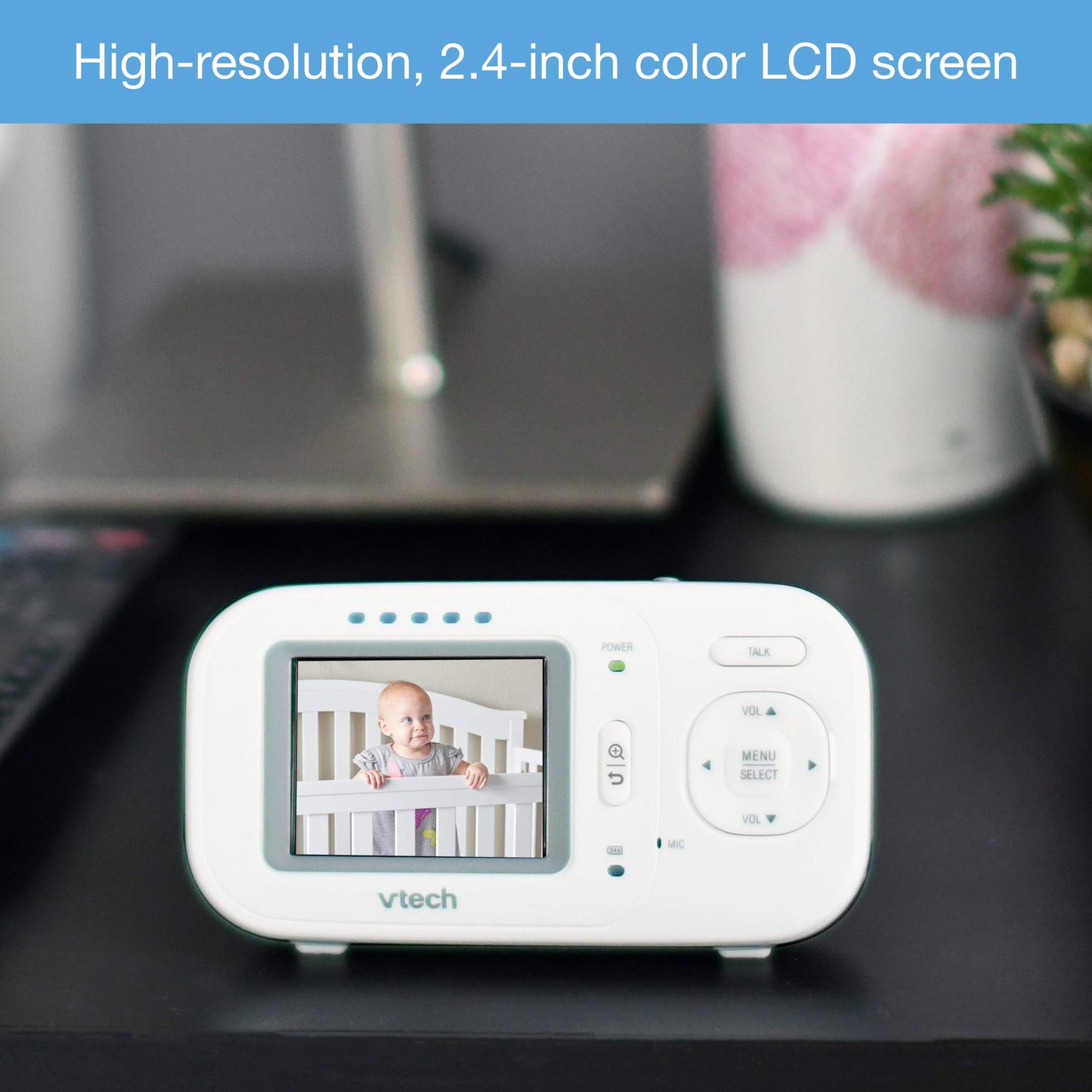 Vtech Vm320 2.4 Inch Digital Video Full-Color Baby Monitor With Automatic Night Vision, White