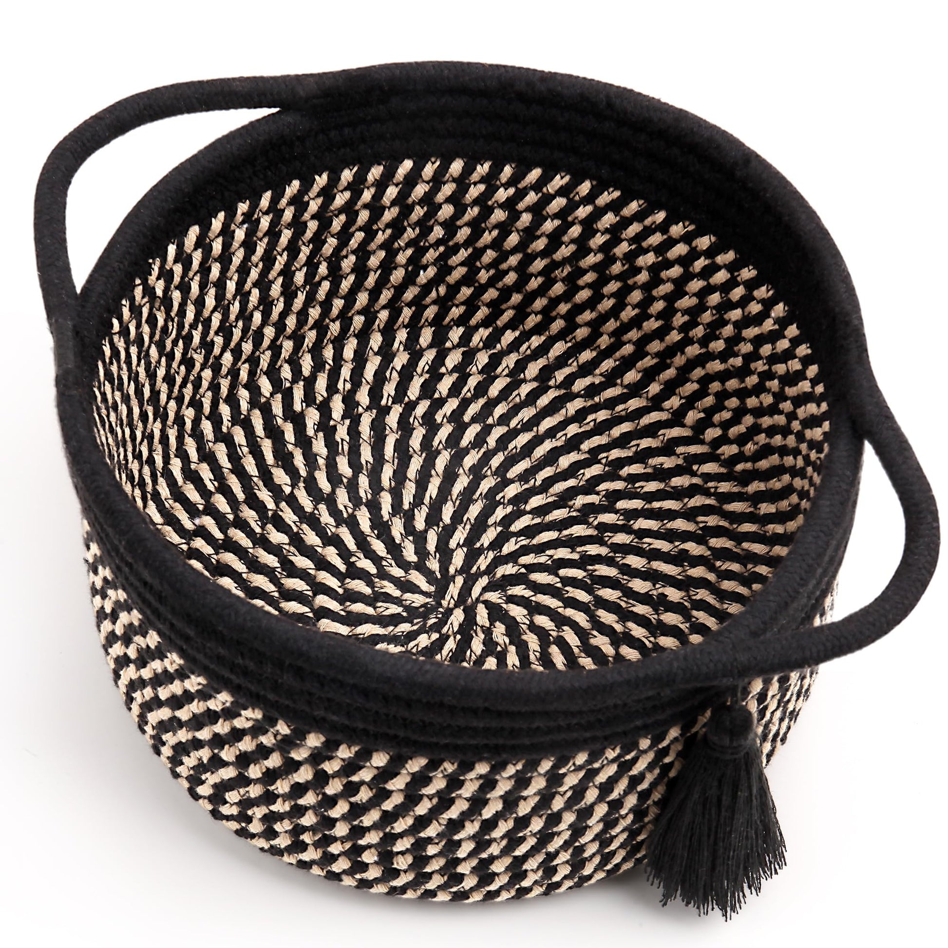 Decorative Small Gift Basket Empty - SweetMemo Cute Woven Rope Organizer Baskets for Desk, Bedside, Bathroom, Key, Round Boho De