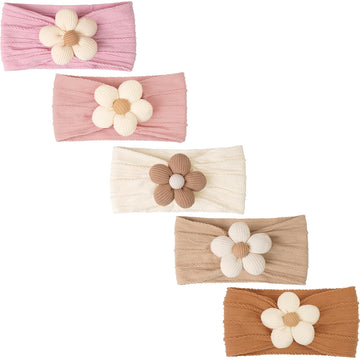 C  Llot 5 Pcs Baby Flower Headbands Baby Girls Nylon Headbands Soft Hairbands Hair Accessories For Newborn Infant Toddler Kids