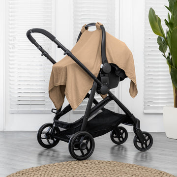 Muslin Cotton Baby Car Seat Cover, Universal Fit Carseat Canopy Covers For Babies, Girls And Boys By Comfy Cubs (Cedar)