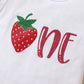 Grnshts Baby Girl Birthday Clothes One Letter Short Sleeve Romper+Strawberry Print Flared Pants+Headband 3Pcs Cake Smash Outfits