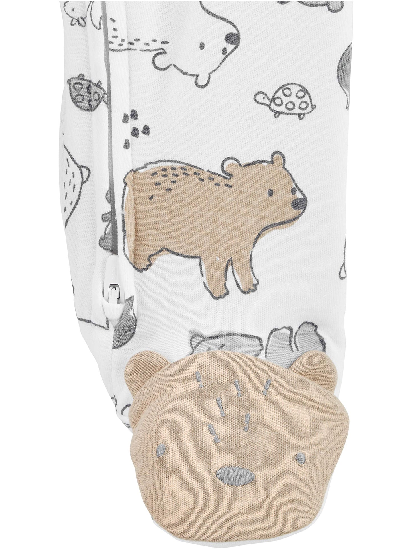 Simple Joys by Carters Baby Neutral 2-Pack Cotton Footed Sleep and Play, Aqua Blue Forest Animals/White Bear, 3-6 Months