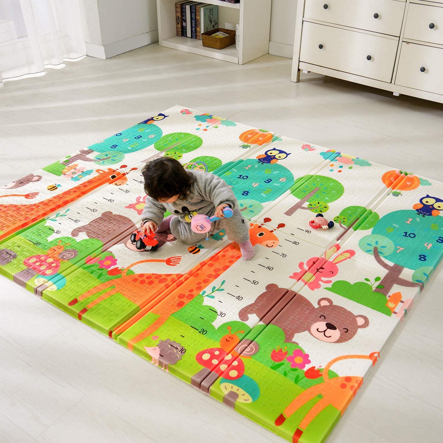 Easy Shope Baby Folding Mat Play Foam Crawl Waterproof Portable Kids Baby Toddler,Pack Of 1,Multicolor