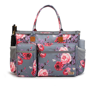 Rabjen Diaper Bag Tote, Travel Multifunction Baby Bag with Insulated Pockets Padded Sleeve for up to 15.7 Laptop