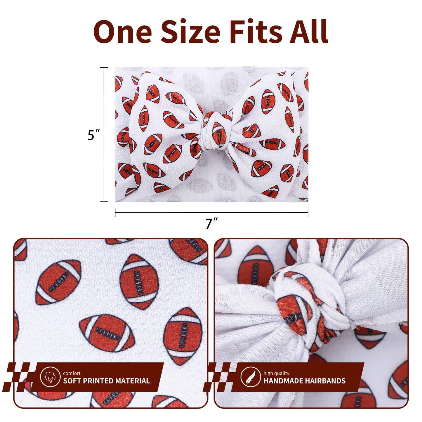 Yanjie Christmas Baby Girls Headbands 7 Inches Santa Claus Printed Newborn Bows Wide Headwraps Christmas Hair Bows Baby Headband