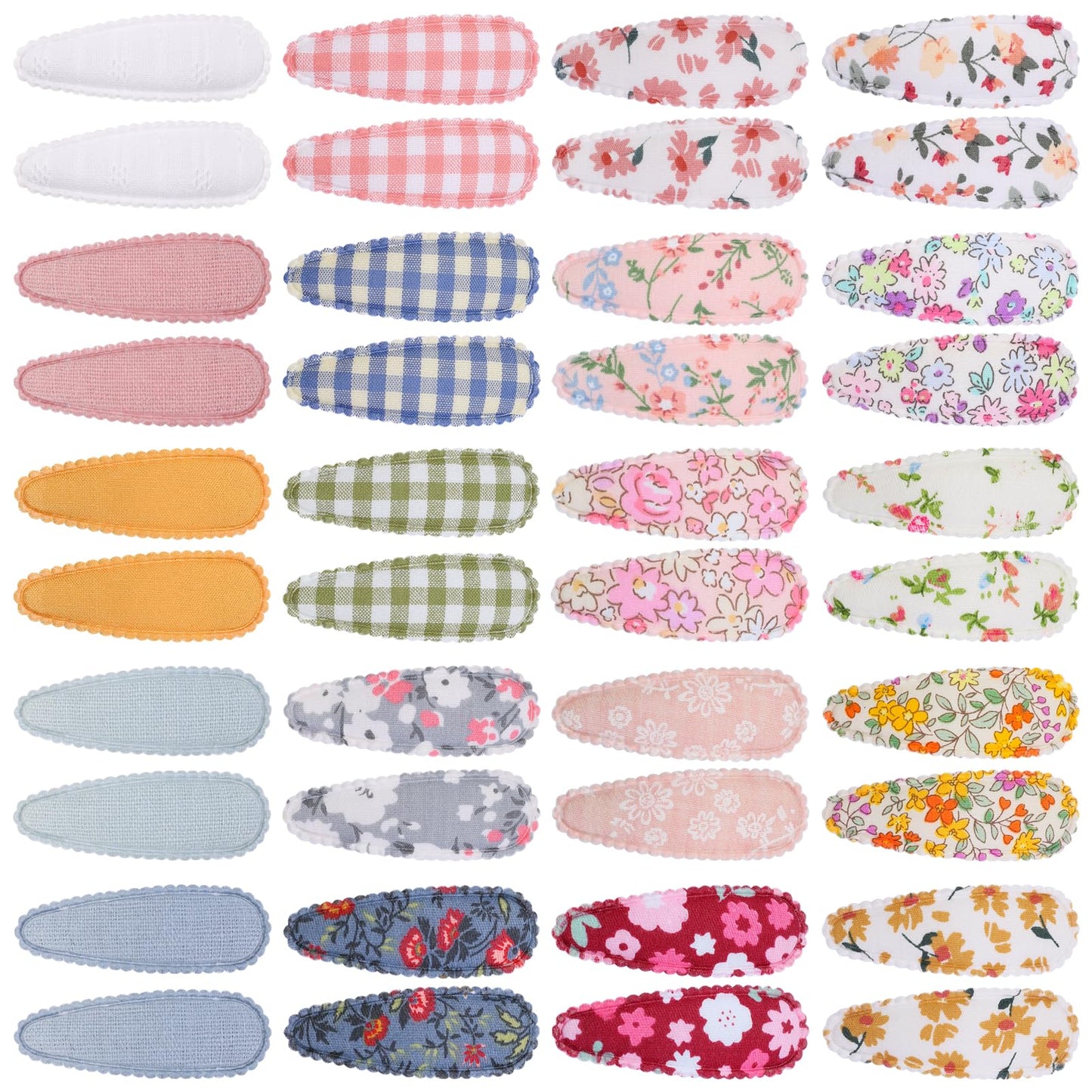 Choicbaby 40 Pcs Toddler Hair Clips Floral Print Girl Hair Clips For Girls Non Slip Wrapped Snap Hairpins For Kids Barrettes Hai
