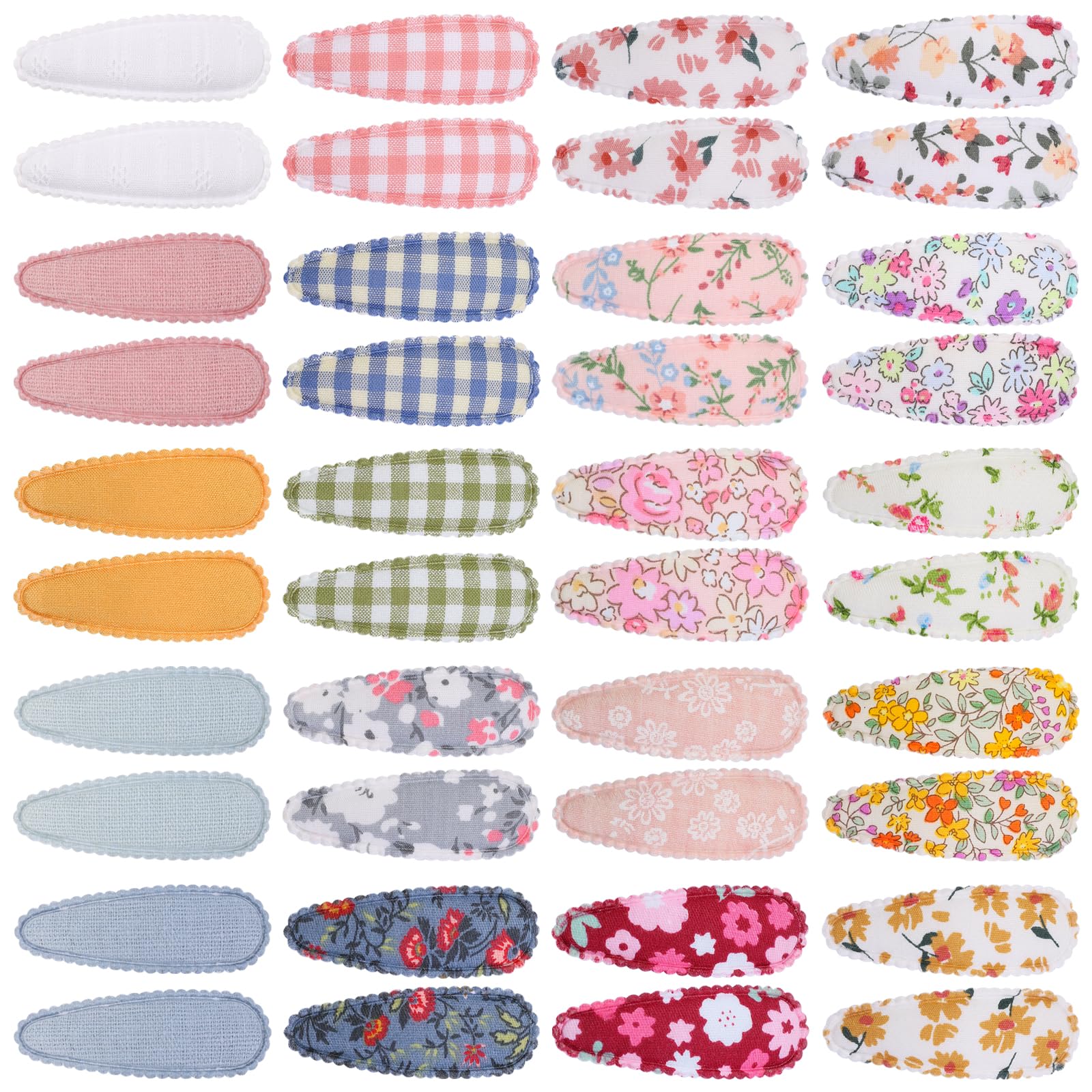 Choicbaby 40 Pcs Toddler Hair Clips Floral Print Girl Hair Clips For Girls Non Slip Wrapped Snap Hairpins For Kids Barrettes Hai